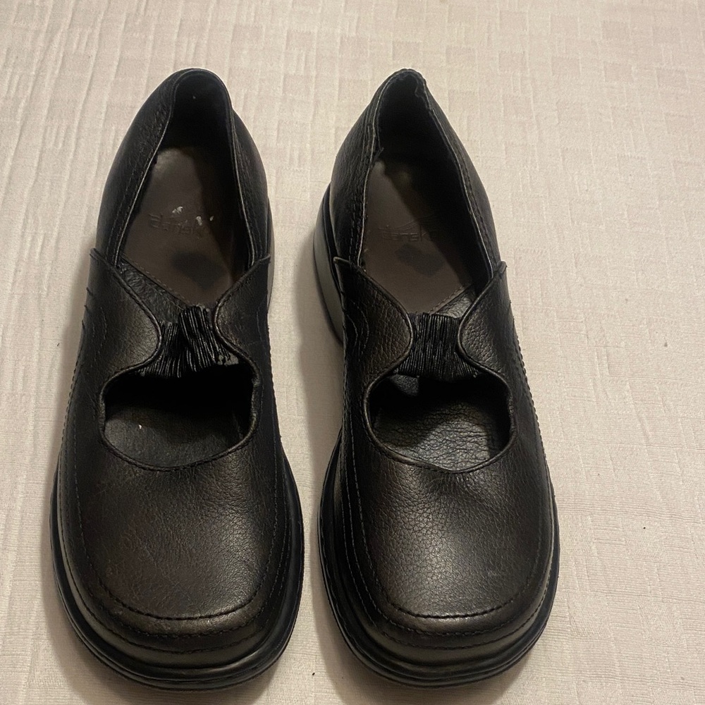DANSKO Black Leather Slip-On Mary Jane Loafers